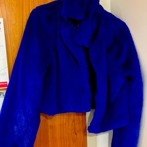 Royal blue crop faux jacket